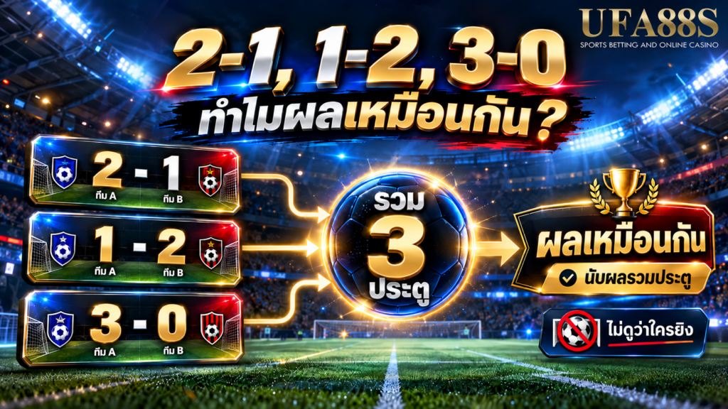 สกอร์ 2-1, 1-2 และ 3-0 ให้ผลเหมือนกันเพราะอะไร