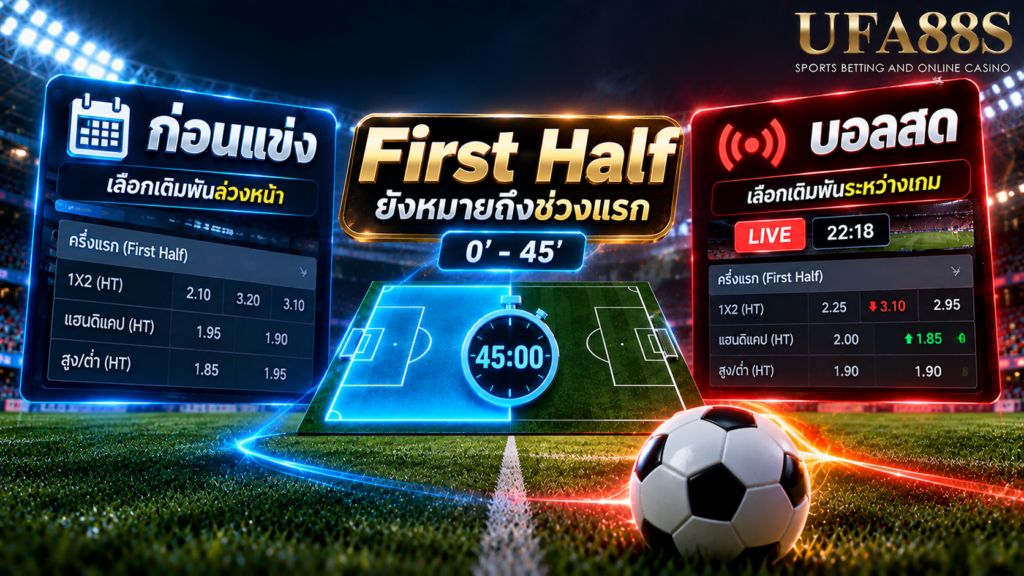 ก่อนแข่งกับบอลสดเปลี่ยนจังหวะเลือก แต่ First Half ยังหมายถึงช่วงแรก