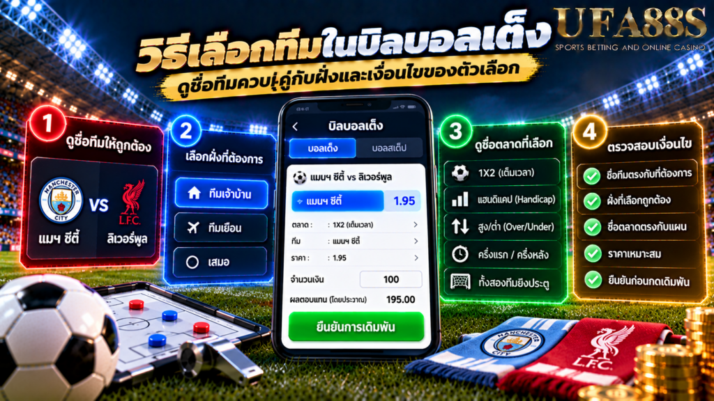 ดูชื่อทีมควบคู่กับฝั่งและเงื่อนไขของตัวเลือก