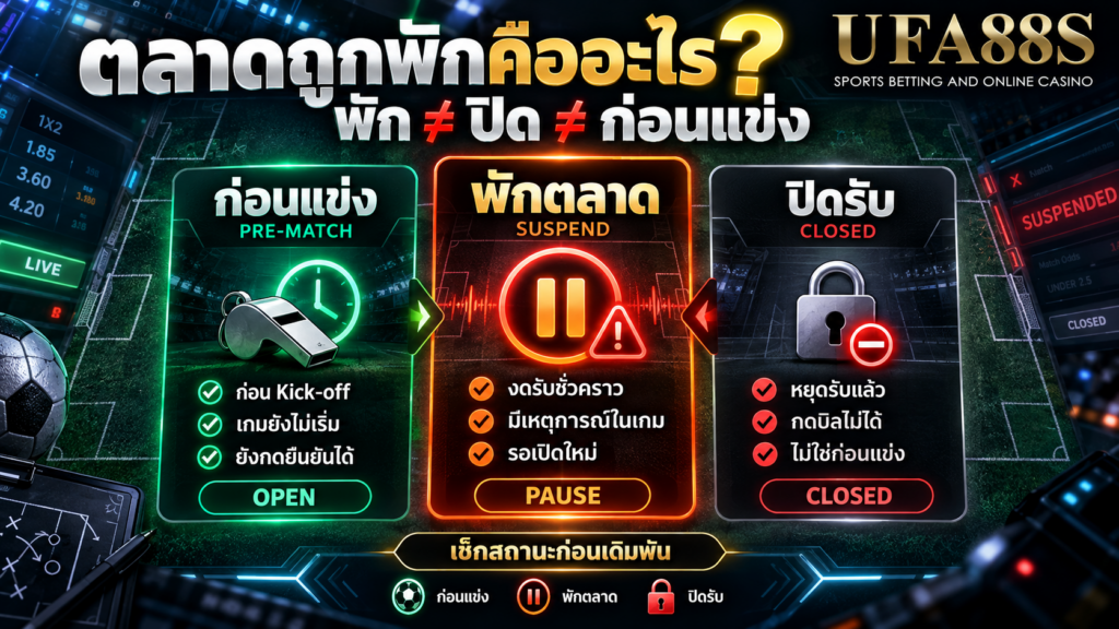 ตลาดถูกพักต่างจากตลาดปิดและแทงบอลก่อนแข่งอย่างไร