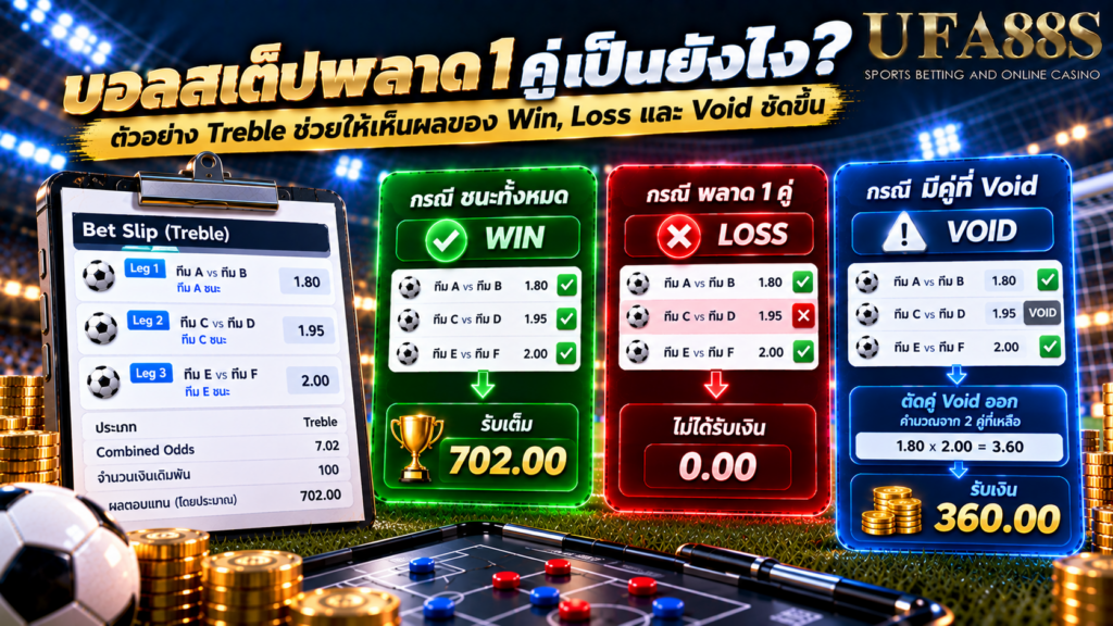ตัวอย่าง Treble ช่วยให้เห็นผลของ Win, Loss และ Void ชัดขึ้น