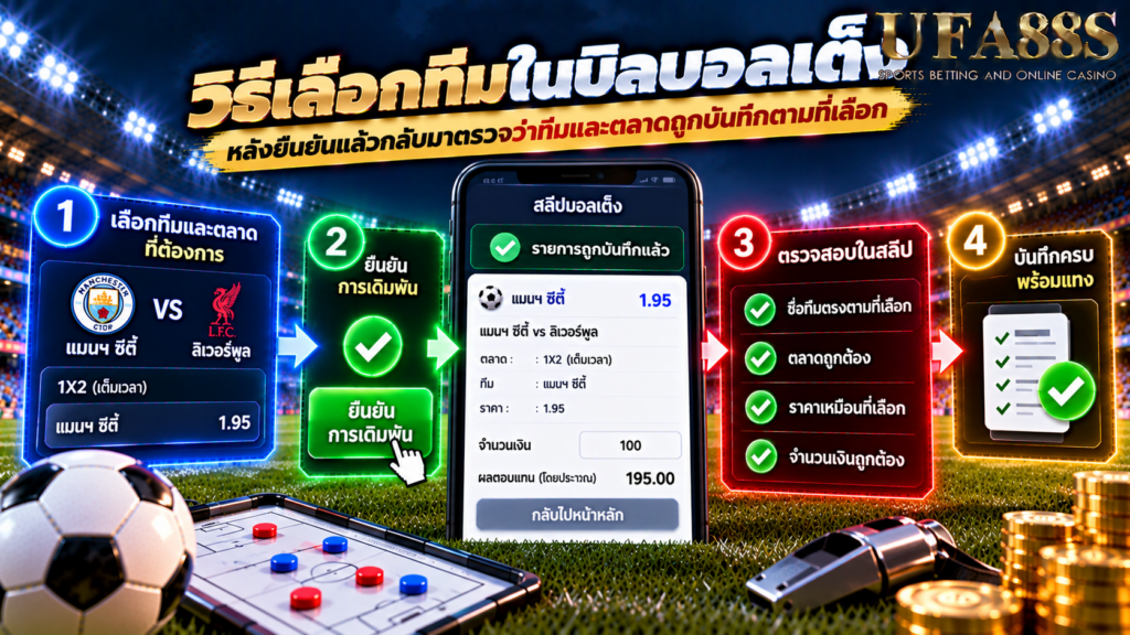หลังยืนยันแล้วกลับมาตรวจว่าทีมและตลาดถูกบันทึกตามที่เลือก