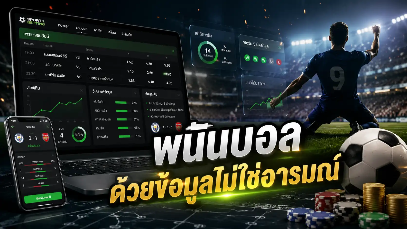 พนันบอล ด้วยข้อมูลไม่ใช่อารมณ์