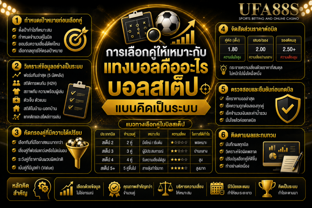 การเลือกคู่ให้เหมาะกับแทงบอลคืออะไร บอลสเต็ป แบบคิดเป็นระบบ