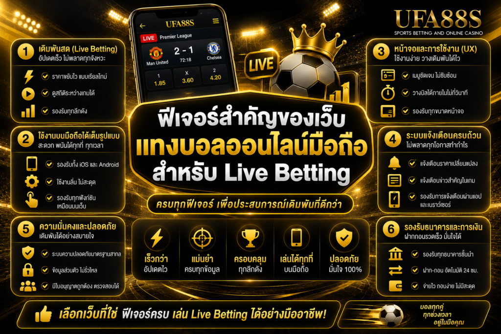ฟีเจอร์สำคัญของเว็บแทงบอลออนไลน์มือถือสำหรับ Live Betting