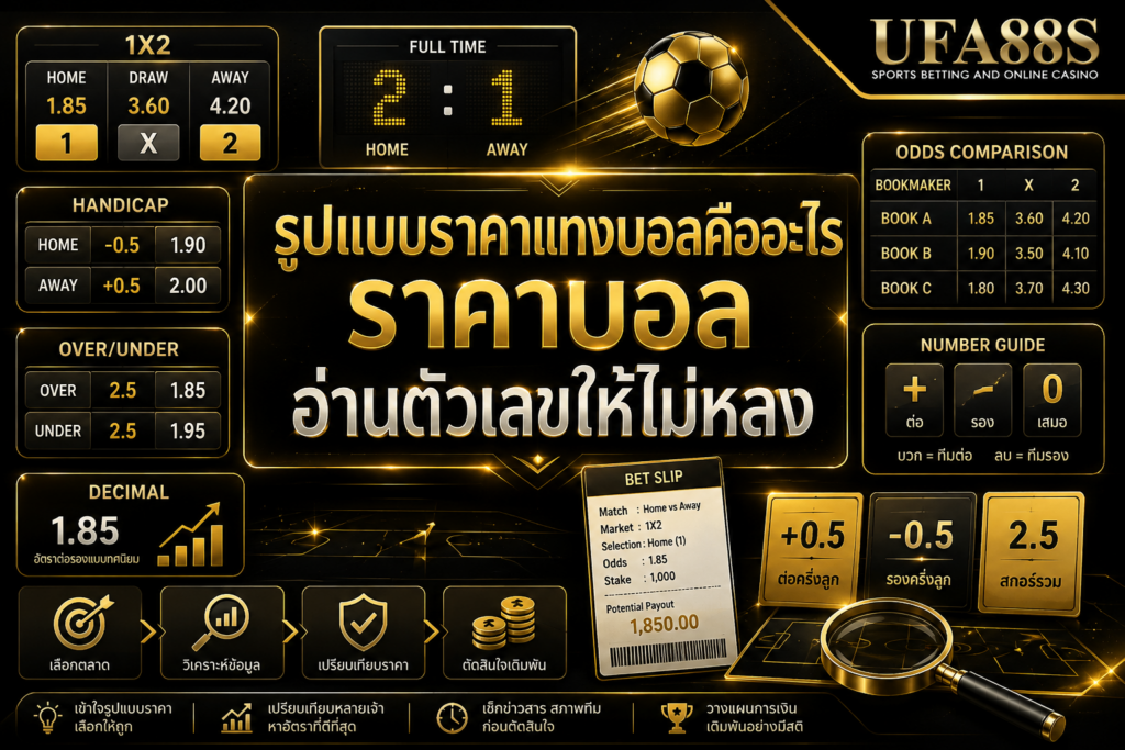รูปแบบราคาแทงบอลคืออะไร ราคาบอล อ่านตัวเลขให้ไม่หลง