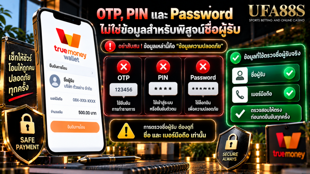 OTP, PIN และ Password ไม่ใช่ข้อมูลสำหรับพิสูจน์ชื่อผู้รับ