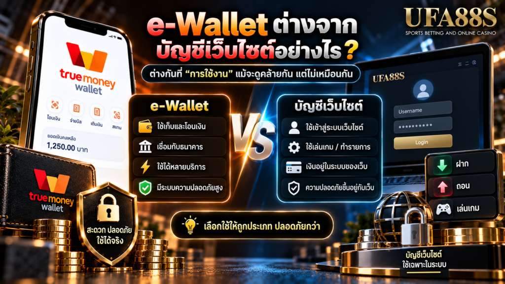 e-Wallet ต่างจากบัญชีเว็บไซต์อย่างไร