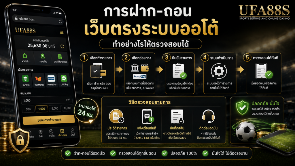 การฝาก-ถอนของแทงบอลเว็บตรงระบบออโต้ ทำอย่างไรให้ตรวจสอบได้