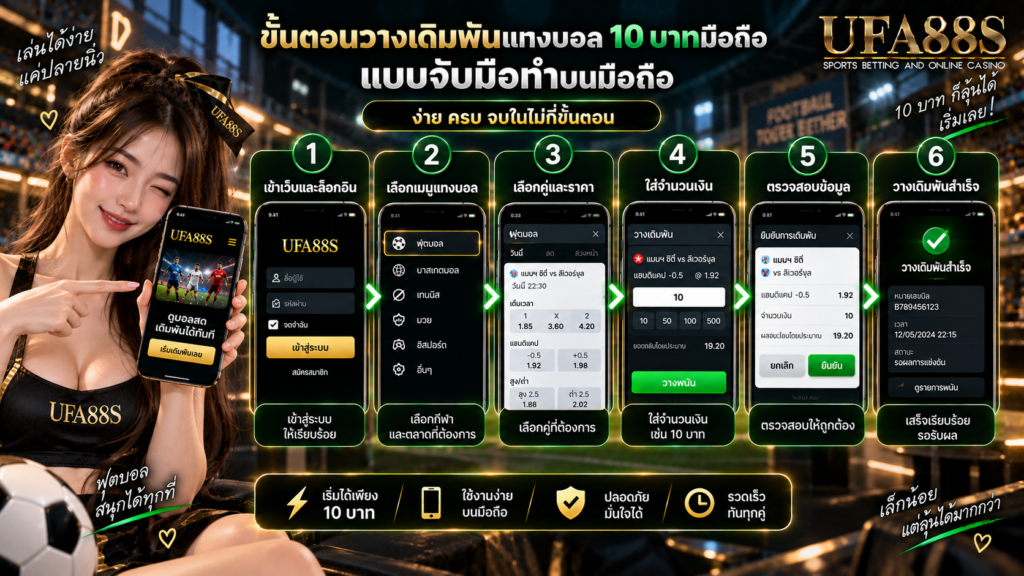 ขั้นตอนวางเดิมพันแทงบอล 10 บาทมือถือ แบบจับมือทำบนมือถือ