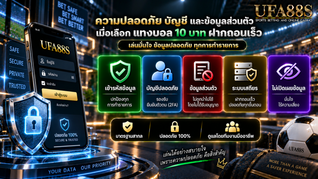 ความปลอดภัย บัญชี และข้อมูลส่วนตัวเมื่อเลือก แทงบอล 10 บาท ฝากถอนเร็ว