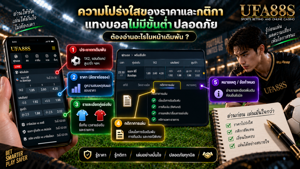 ความโปร่งใสของราคาและกติกา แทงบอลไม่มีขั้นต่ำ​ปลอดภัย ต้องอ่านอะไรในหน้าเดิมพัน