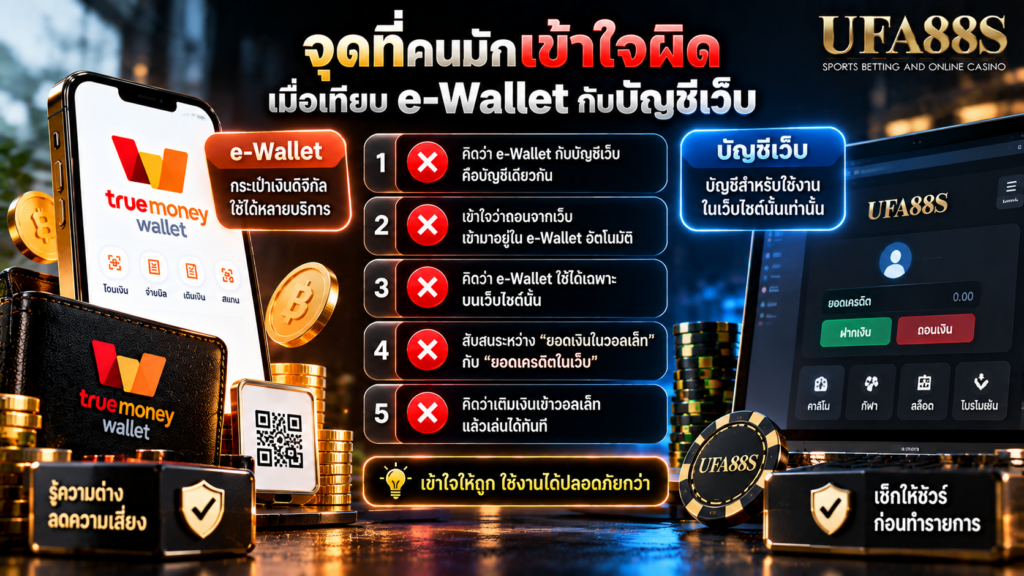 จุดที่คนมักเข้าใจผิดเมื่อเทียบ e-Wallet กับบัญชีเว็บ
