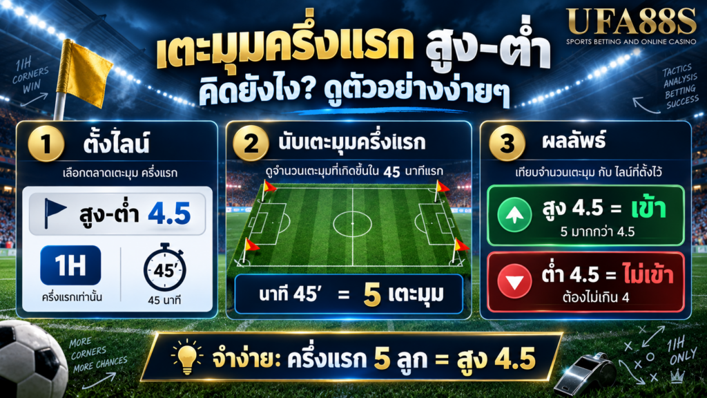 ตัวอย่างคิดตลาดสูง–ต่ำเตะมุมครึ่งแรก