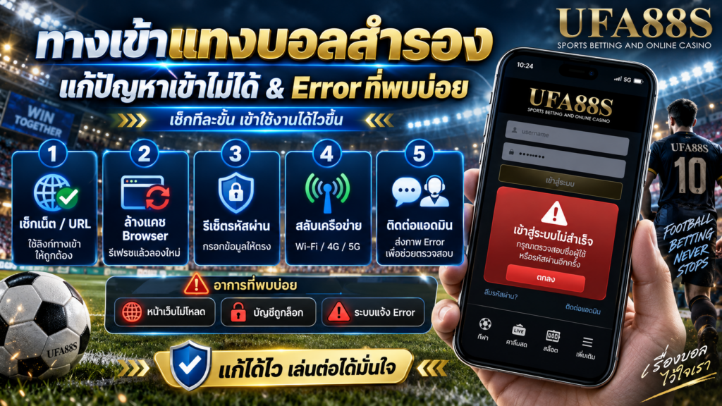 ทางเข้าแทงบอลสำรองแนวทางแก้ปัญหาเข้าไม่ได้และ Error ที่พบบ่อย