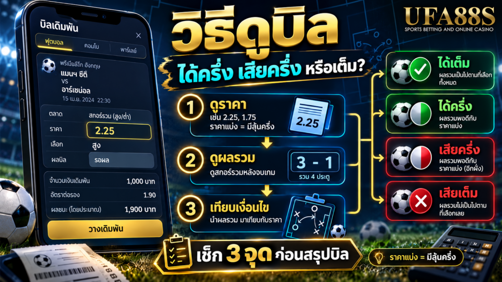 วิธีดูบิลว่าเป็นได้ครึ่ง เสียครึ่ง หรือเต็ม