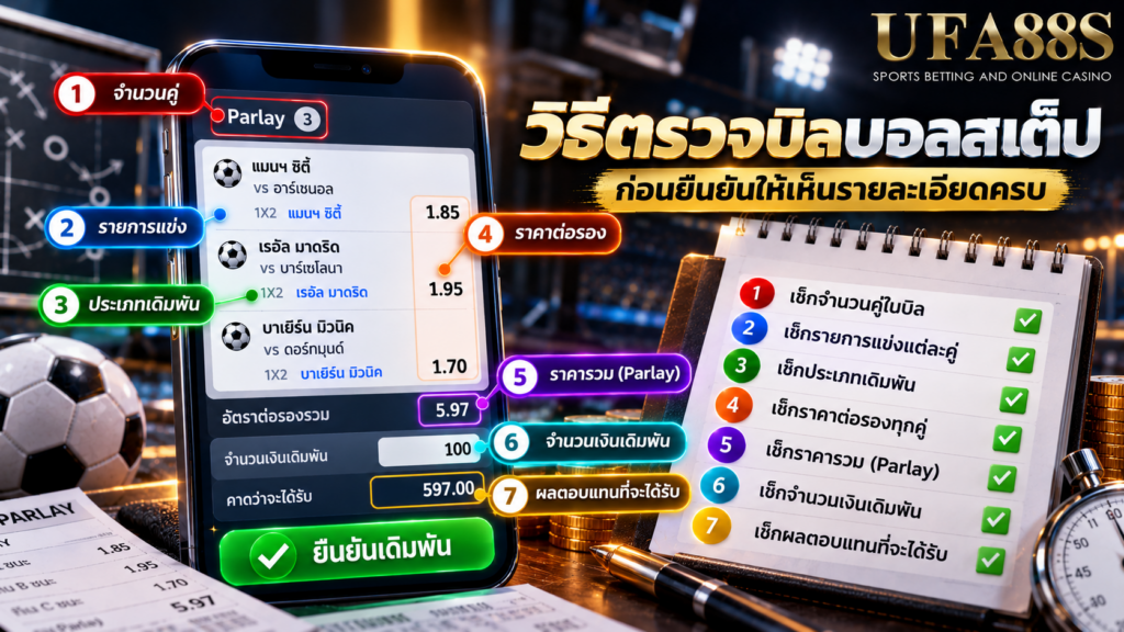 วิธีตรวจบิลบอลสเต็ปก่อนยืนยันให้เห็นรายละเอียดครบ