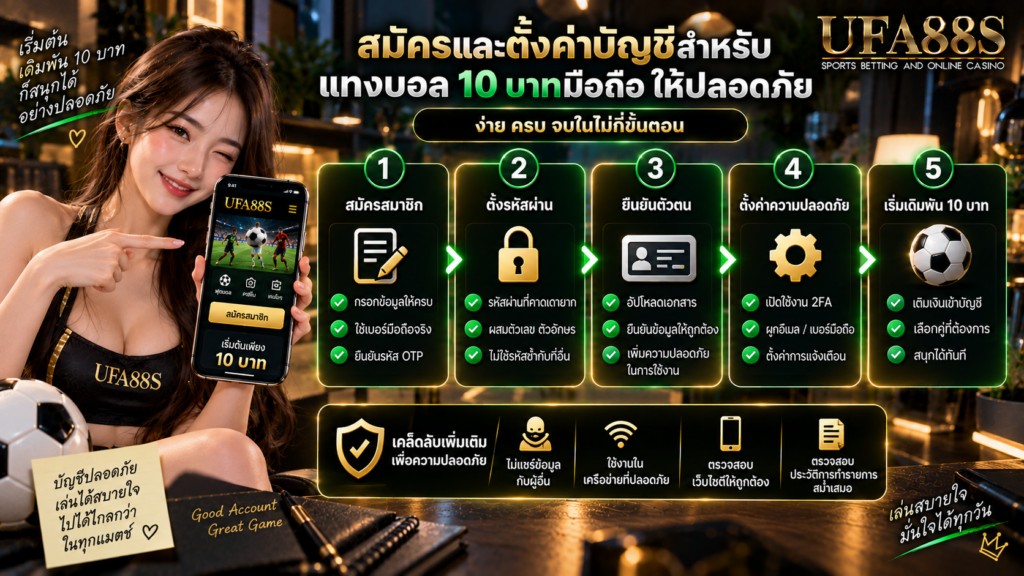 สมัครและตั้งค่าบัญชีสำหรับแทงบอล 10 บาทมือถือ ให้ปลอดภัย