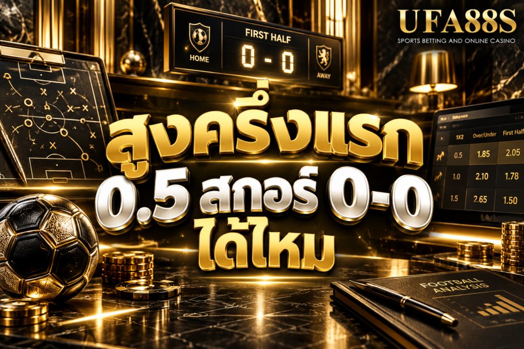 สูงครึ่งแรก 0.5 สกอร์ 0-0 ได้ไหม ไม่ได้ เพราะครึ่งแรกไม่มีประตู