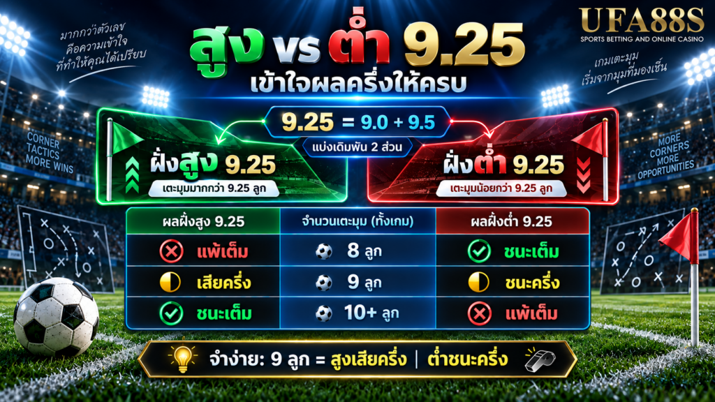 สูงเตะมุม 9.25 คิดยังไง เปรียบเทียบฝั่งสูงกับฝั่งต่ำเพื่อเข้าใจผลครึ่งให้ครบ