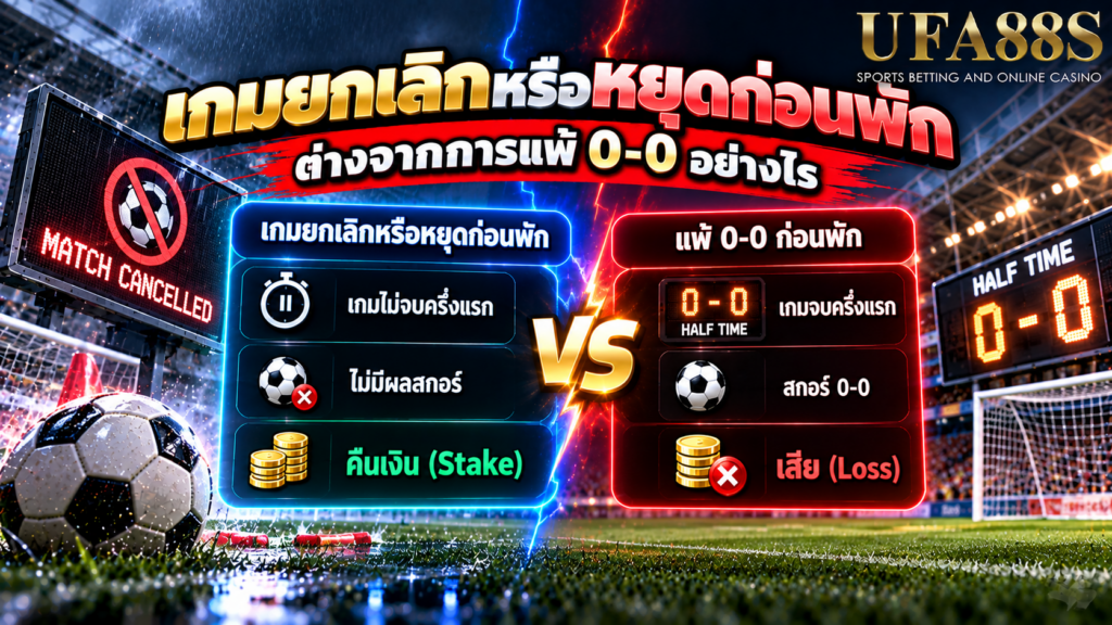 เกมยกเลิกหรือหยุดก่อนพักต่างจากการแพ้ 0-0 อย่างไร