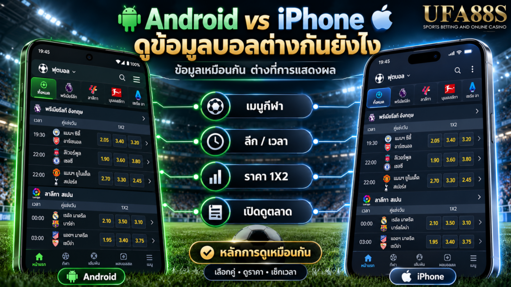 Android ต่างจาก iPhone อย่างไรเมื่อใช้ดูข้อมูลฟุตบอล