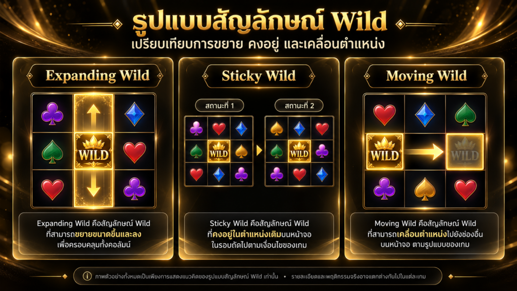 Sticky Wild และ Wild ที่เคลื่อนตำแหน่งแตกต่างกันตรงไหน