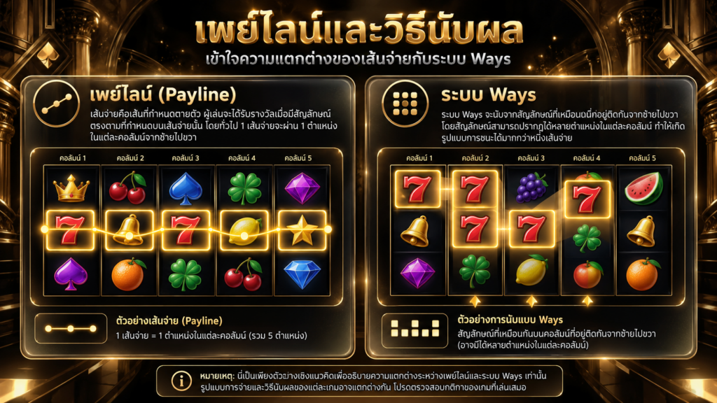 การอ่านเพย์ไลน์และวิธีนับชุดสัญลักษณ์ในเกมวิดีโอ