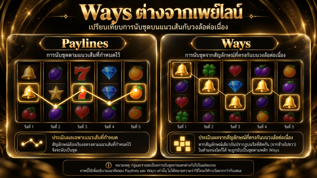 ความต่างระหว่าง Ways กับเพย์ไลน์อยู่ที่วิธีเชื่อมตำแหน่งอย่างไร