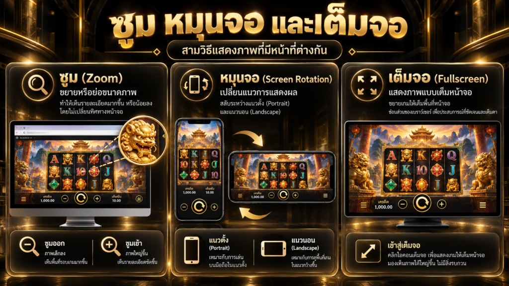 ซูมภาพ หมุนหน้าจอ และเปิดเต็มจอให้ผลเหมือนกันหรือไม่