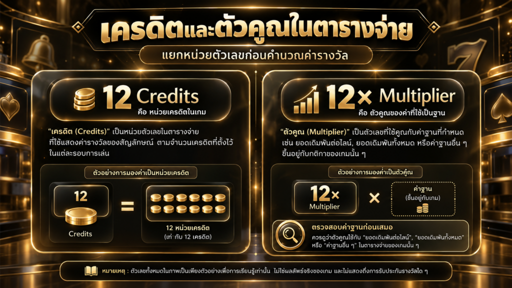 ตัวเลขเครดิตและค่าคูณบนตารางหมายความต่างกันอย่างไร