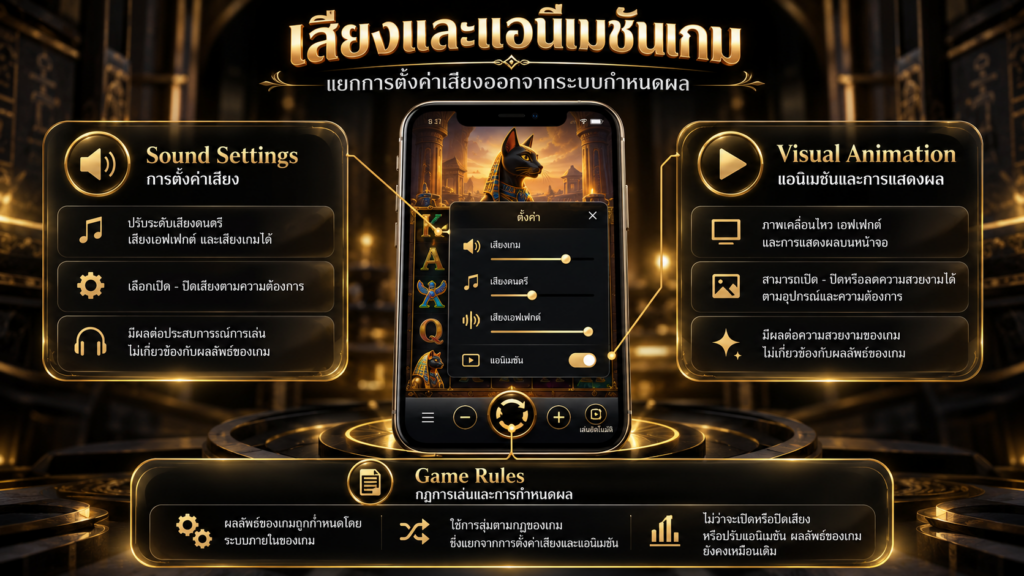 ปุ่มเสียงกับแอนิเมชันมีผลต่อข้อมูลเกมส่วนไหน