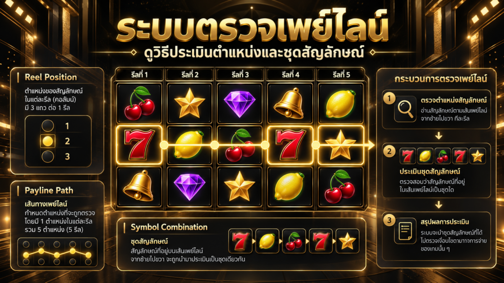 ระบบตรวจเพย์ไลน์ตัดสินชุดสัญลักษณ์ตามเงื่อนไขใด