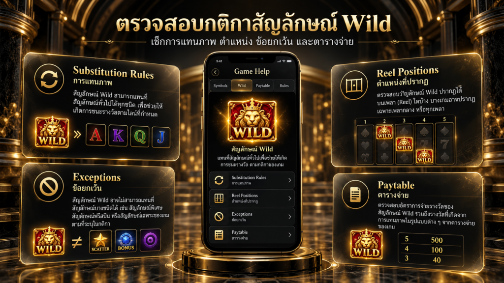 วิธีตรวจสอบคุณสมบัติ Wild จากกติกาและตารางจ่าย