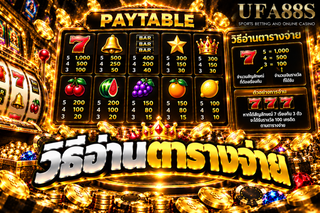 วิธีอ่านตารางจ่าย เข้าใจสัญลักษณ์และอัตราจ่ายก่อนเริ่มเล่น