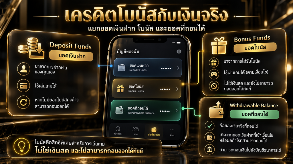 วิธีแยกเครดิตโบนัสออกจากเงินฝากที่เป็นของผู้ใช้งาน