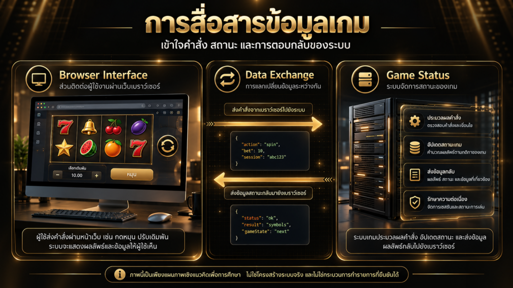 สถานะเกมและการส่งข้อมูลระหว่างเว็บกับระบบภายนอกทำงานอย่างไร