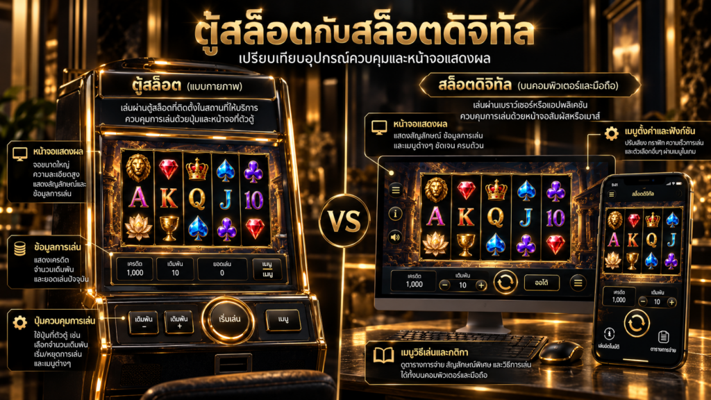 สล็อตดิจิทัลกับตู้สล็อตจริงเหมือนและต่างกันในส่วนไหน
