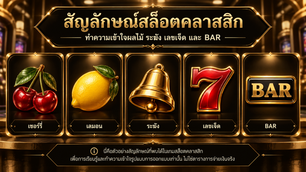 สัญลักษณ์ผลไม้ ระฆัง เลขเจ็ด และ BAR สื่อถึงอะไร