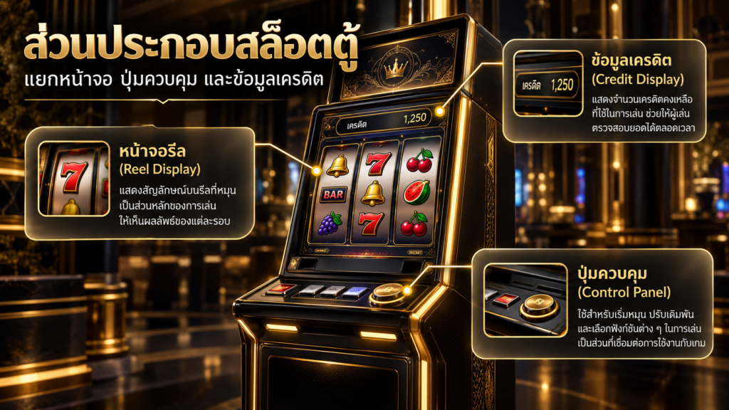 หน้าจอ ปุ่มควบคุม และช่องแสดงเครดิตมีหน้าที่อะไร