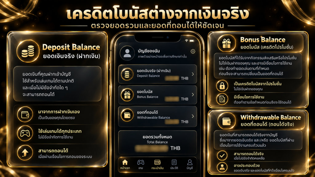 เครดิตโบนัสและเงินฝากจริงควรแยกกันอย่างไร