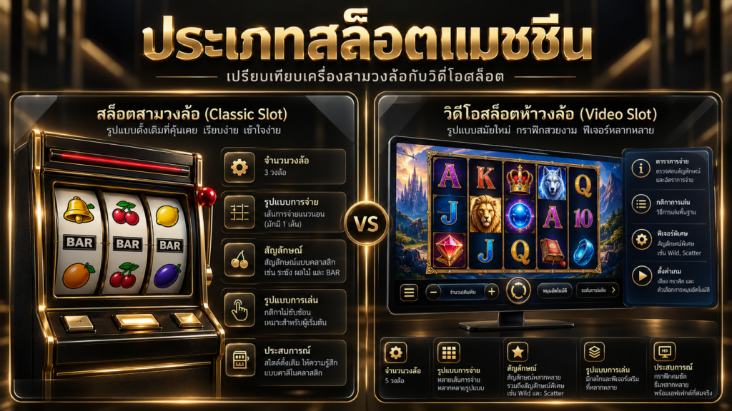 เครื่องสามวงล้อ วิดีโอสล็อต และรูปแบบพิเศษต่างกันแค่ไหน